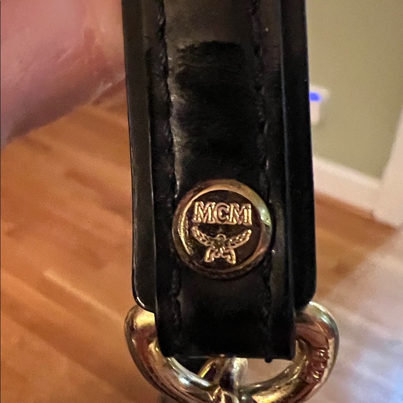 MCM Black Embossed shoulder  Bag with Gold Chain GUC - Picture 5 of 16